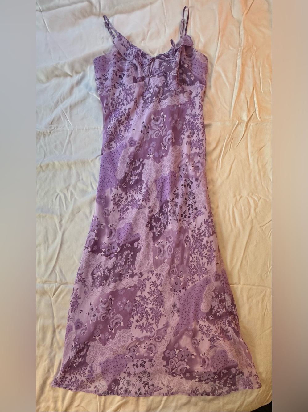 Vintage Y2K purple floral maxi slip dress